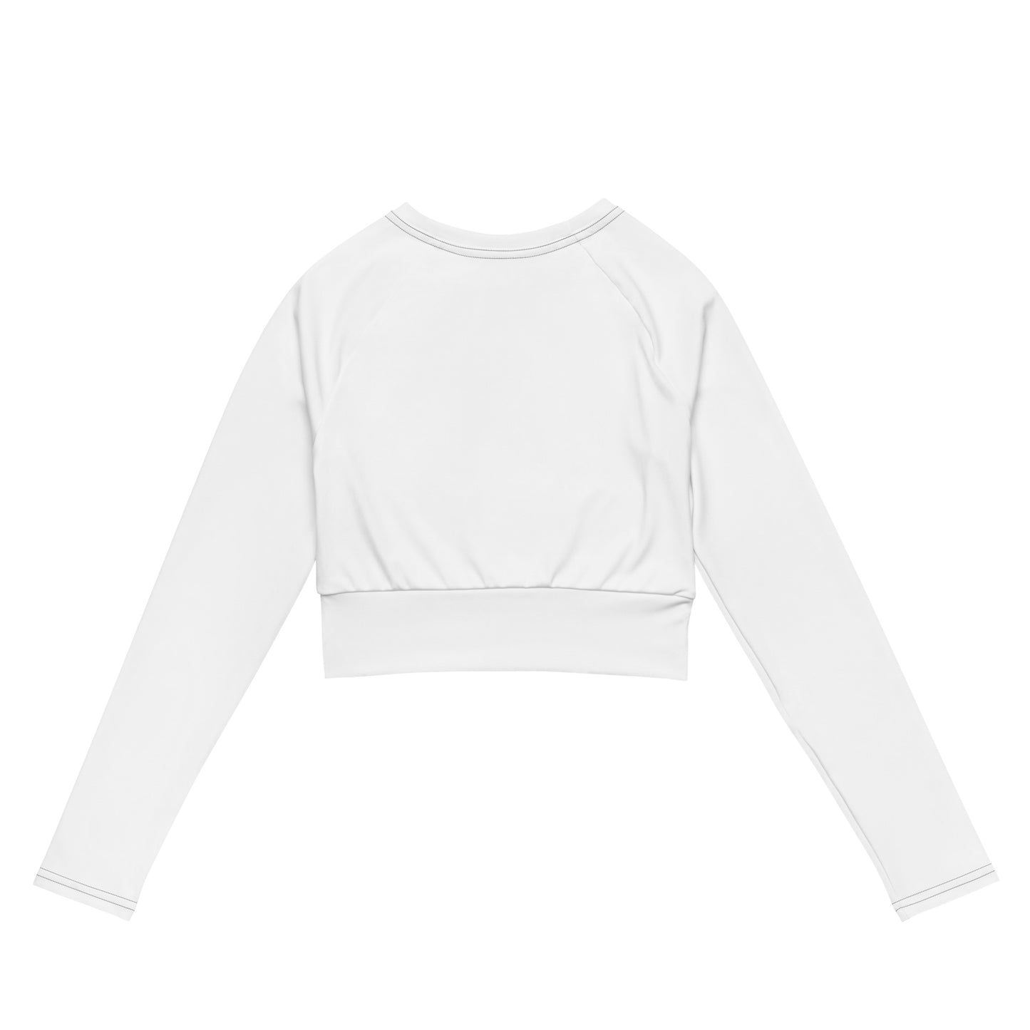 White long-sleeve crop top on a white background