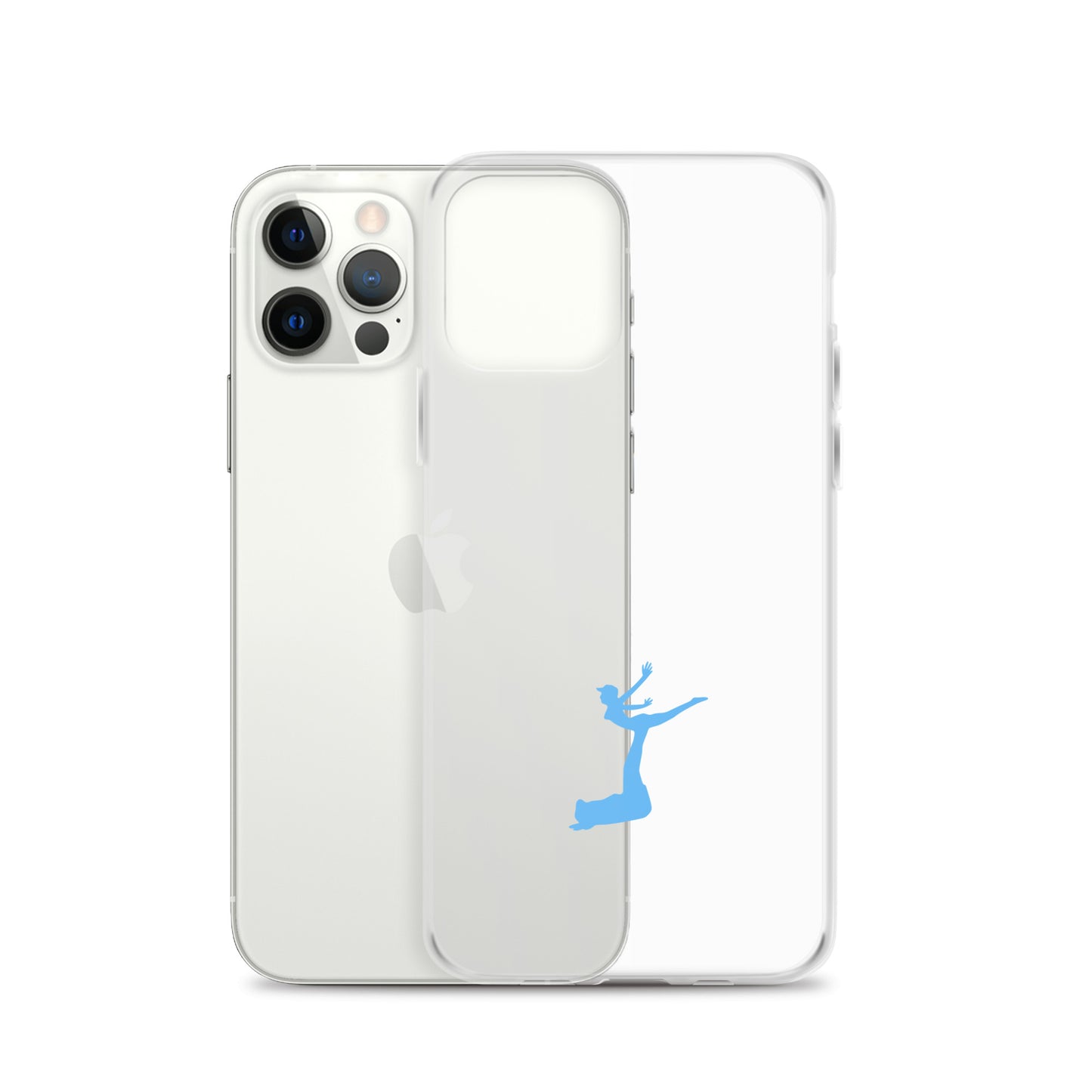 Clear phone case with a blue silhouette of a person on an iPhone 11 Pro Max.