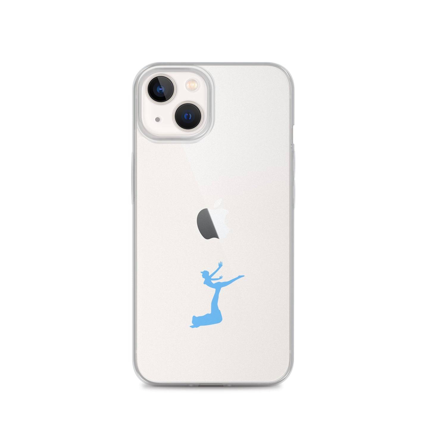 Phone case with a blue silhouette design on a white background
