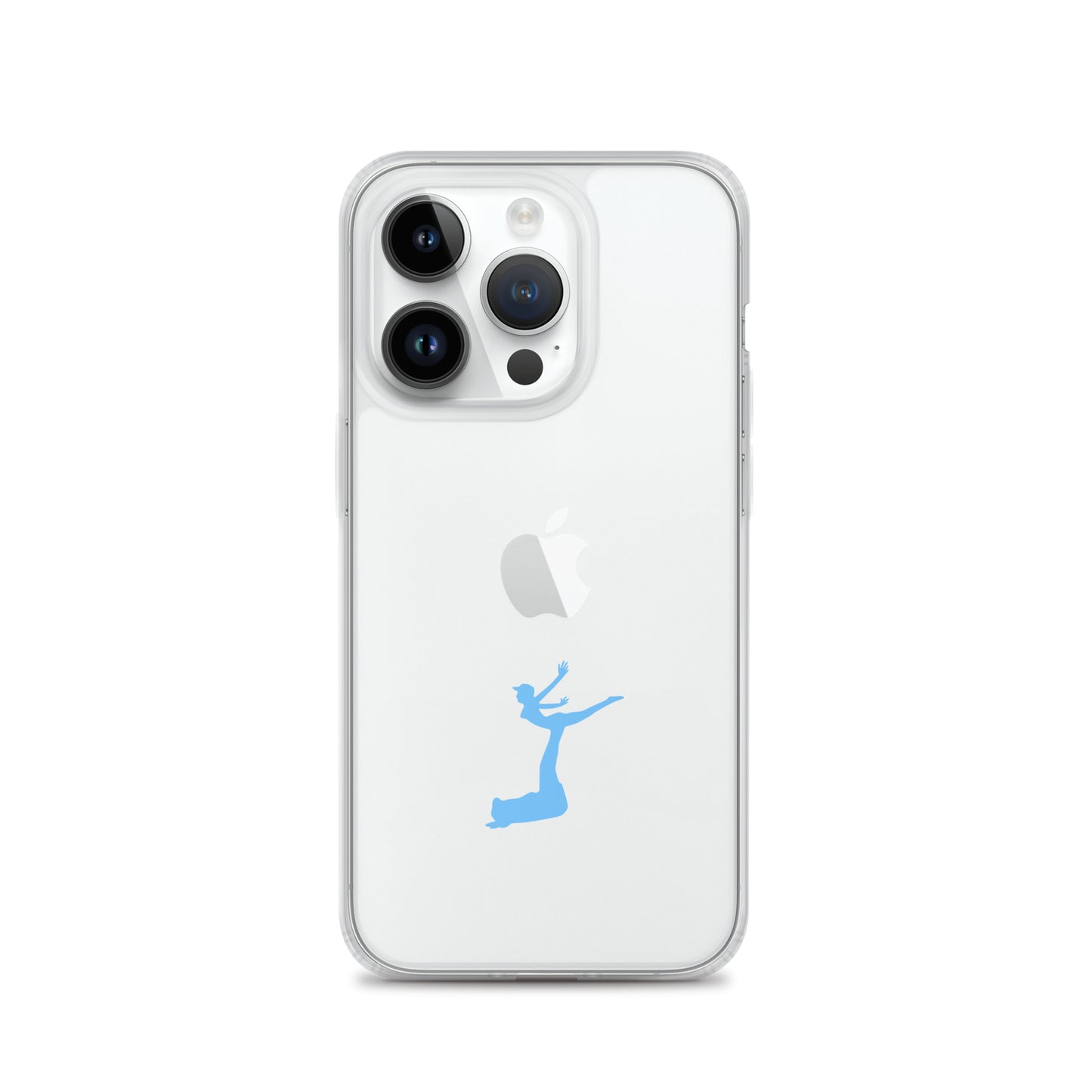 Clear phone case with a blue silhouette of a person on an iPhone 11 Pro Max.