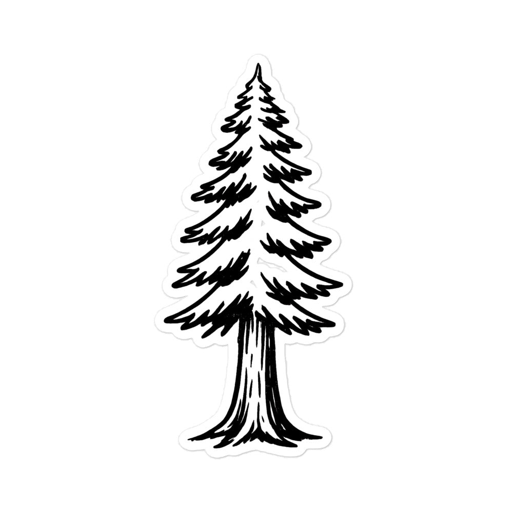 Black and white illustration of a tree on a white background