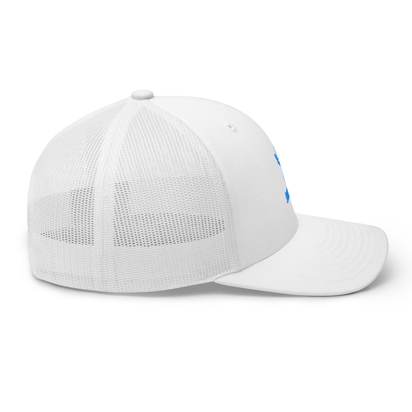 White mesh cap on a white background