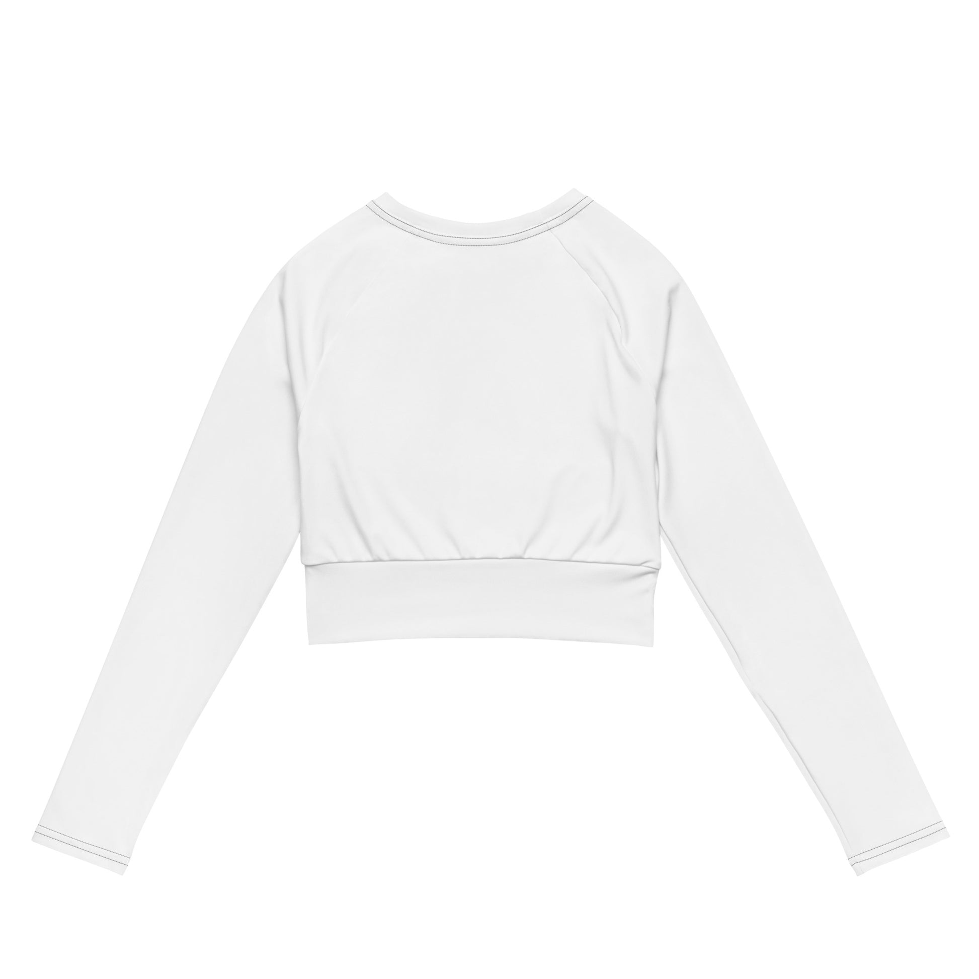 White long-sleeve crop top on a white background