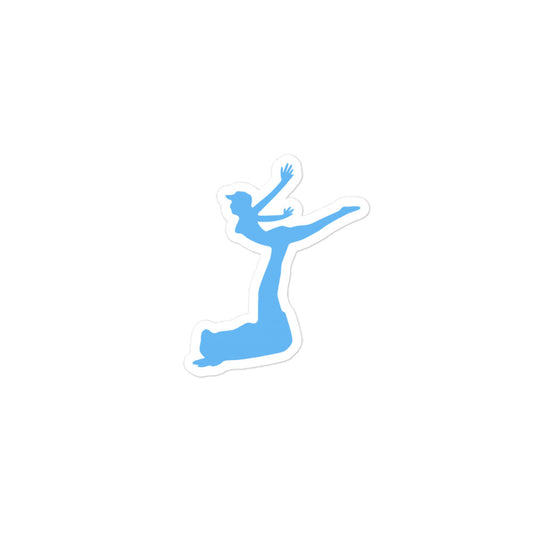 Air Jordon Logo of a man holding a woman in blue on a sticker.