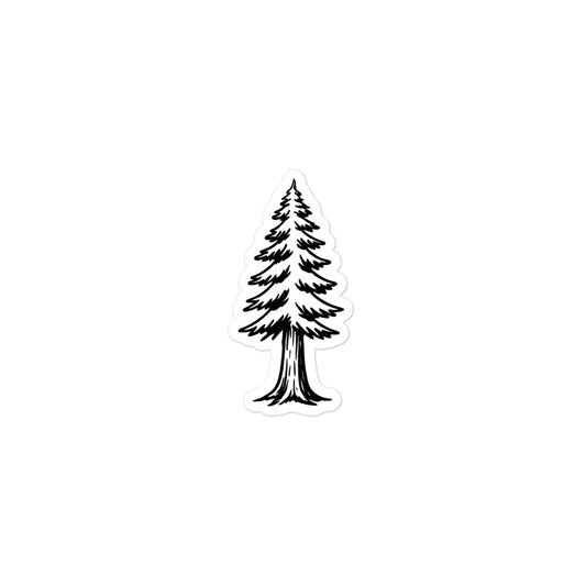 Black and white illustration of a pine tree on a white background