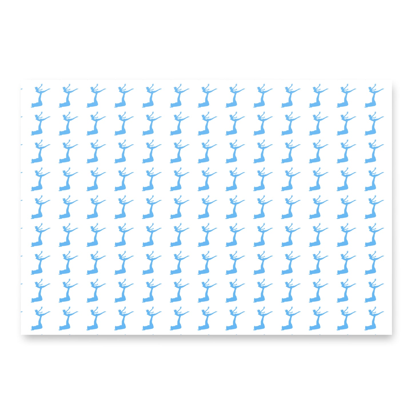Air Jordon Logo of a man holding a woman in blue in a repeating pattern on white wrapping paper.  