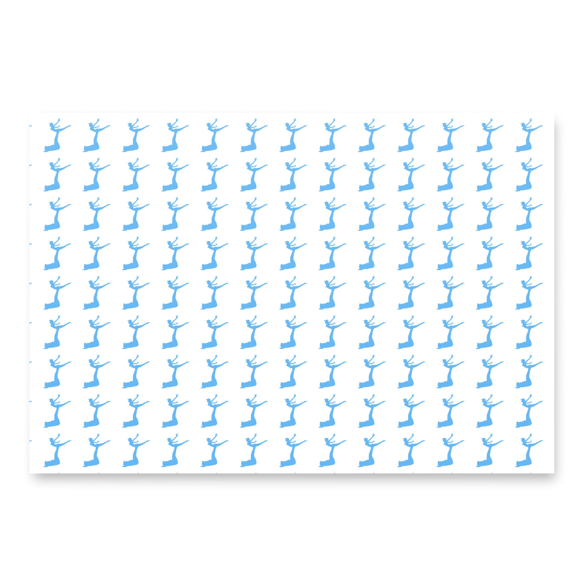 Air Jordon Logo of a man holding a woman in blue in a repeating pattern on white wrapping paper.  